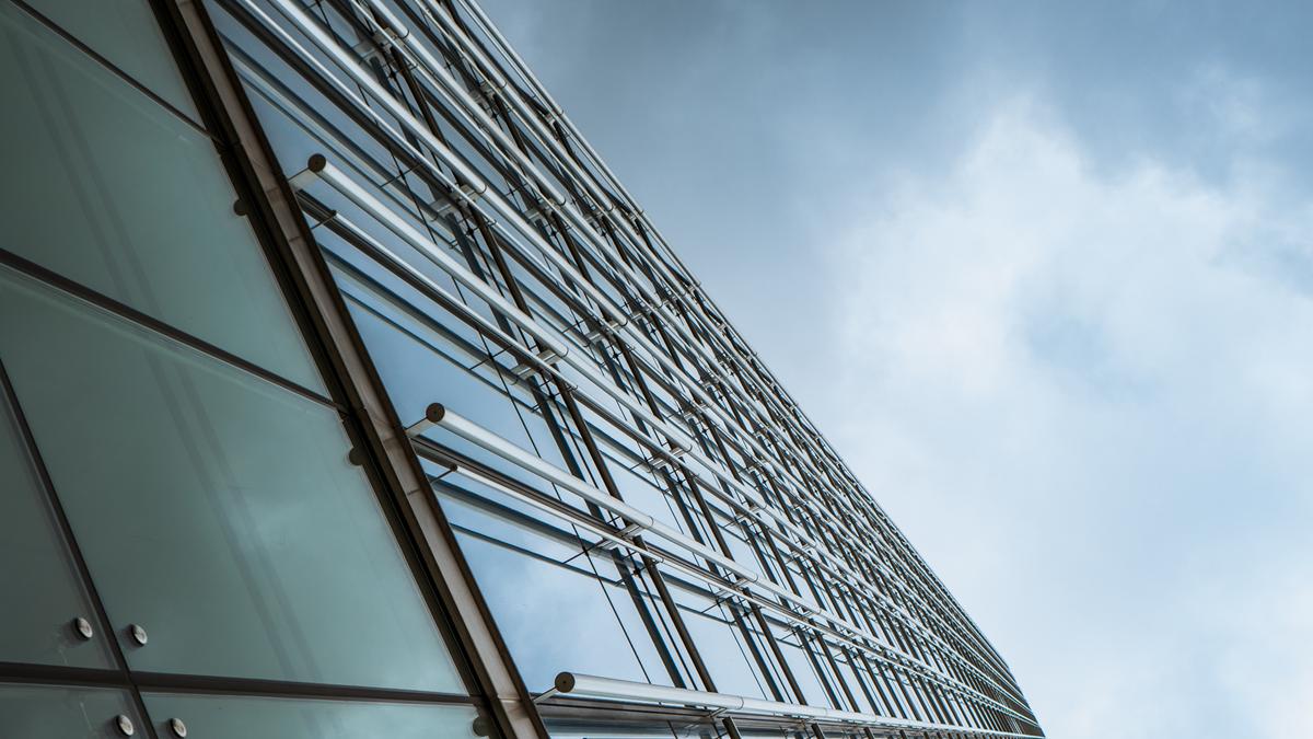 A modern building with the sky in the background